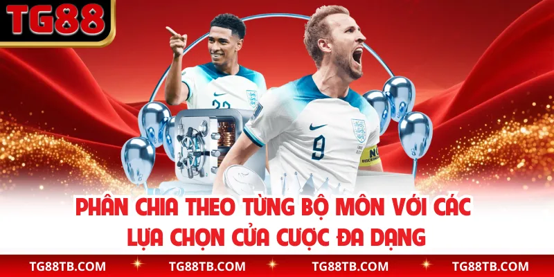 Phân chia theo từng bộ môn với các lựa chọn cửa cược đa dạng